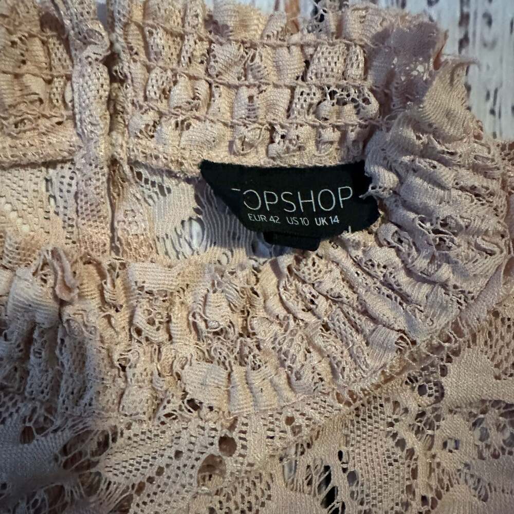 Vintage Lace Ruffle Blouse Cottagecore Sheer Romantic Top-10 - Picture 4 of 6
